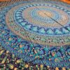 Panô indiano de algodão estampa de mandala verde e azul 2,40m