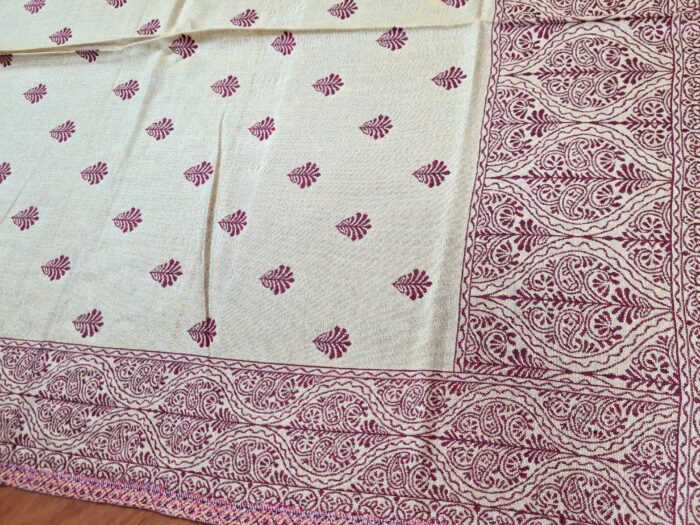 Echarpe indiana algodão com viscose dupla face creme e vinho