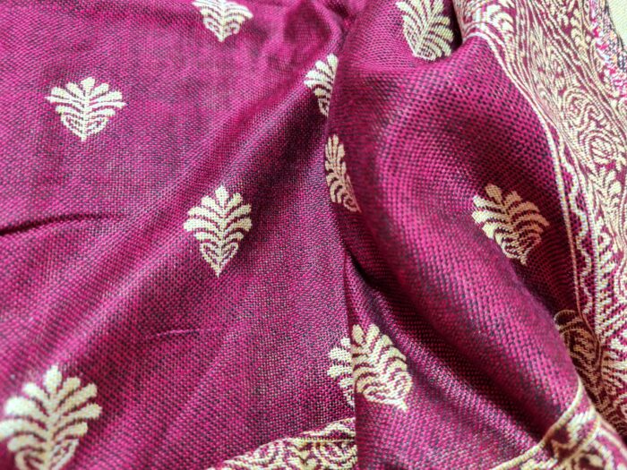 Echarpe indiana algodão com viscose dupla face creme e vinho