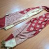 Echarpe indiana algodão viscose dupla face com arabescos creme e terracota