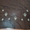 Sari indiano de crepe de seda preto rosa e dourado bordado