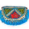 Bolsa indiana Banjara 100% bordada a mão azul claro e coloridos II