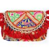 Bolsa indiana Banjara 100% bordada a mão vermelho e coloridos II