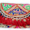 Bolsa indiana Banjara 100% bordada a mão vermelho e coloridos II