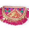 Bolsa indiana Banjara 100% bordada a mão rosa e coloridos II