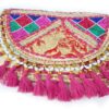 Bolsa indiana Banjara 100% bordada a mão rosa e coloridos II