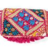 Bolsa indiana Banjara 100% bordada a mão rosa e coloridos II
