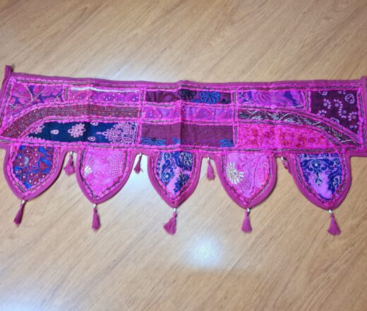 Bandô de porta indiano (Toran) 5 pontas bordado pink e color