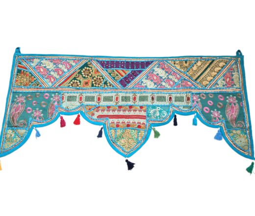 20260506_135451 Bandô de porta indiano (Toran) 5 pontas bordado azul e color 45cm