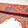 Bandô de porta indiano (Toran) 5 pontas bordado vermelho e color 45cm