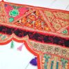 Bandô de porta indiano (Toran) 5 pontas bordado vermelho e color 45cm