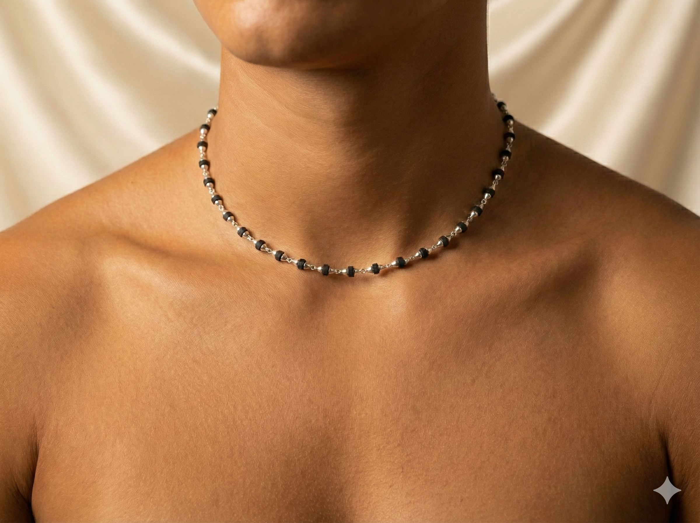 Kanthi shyam black tulasi com acabamento em para 925