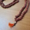 Japamala indiano de 108 contas de Rudraksha 7mm tassel laranja