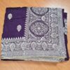 Sari indiano de seda em Jacquard brocado cor uva escuro e dourado