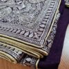 Sari indiano de seda em Jacquard brocado cor uva escuro e dourado