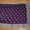 Sari indiano de seda em Jacquard brocado cor uva escuro e dourado