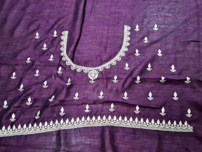 Sari indiano de seda em Jacquard brocado cor uva escuro e dourado