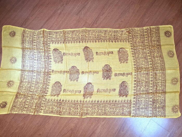 Chadar indiano (manto de oração) de Ganesha e mantras amarelo