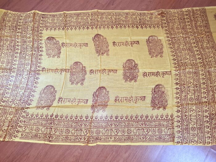 Chadar indiano (manto de oração) de Ganesha e mantras amarelo (outlet)