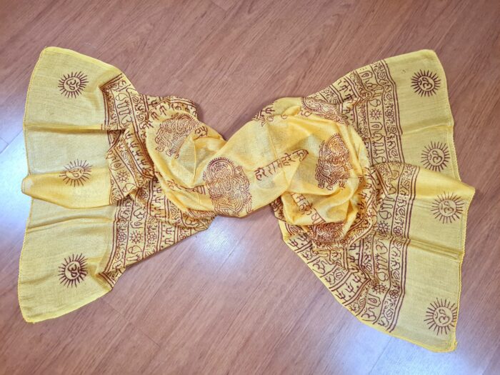 Chadar indiano (manto de oração) de Ganesha e mantras amarelo (outlet)