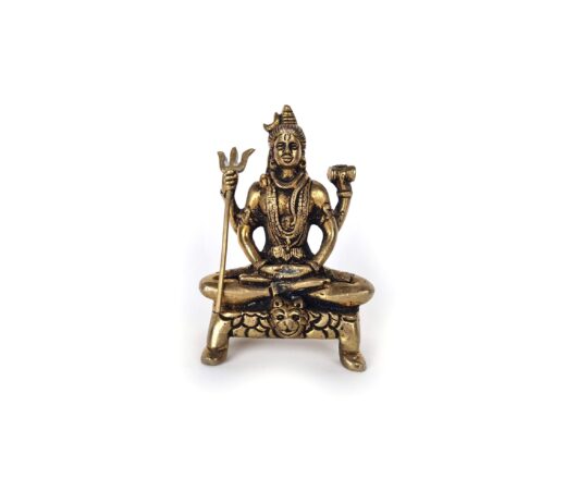 Estátua do Deus Shiva em lótus com tridente removível em brass 9m