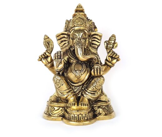 Ganesha Deus hindu, estátua de latão maciço acabamento impecável com 13cm de altura e 780g de peso, para decorar, ou uso devocional