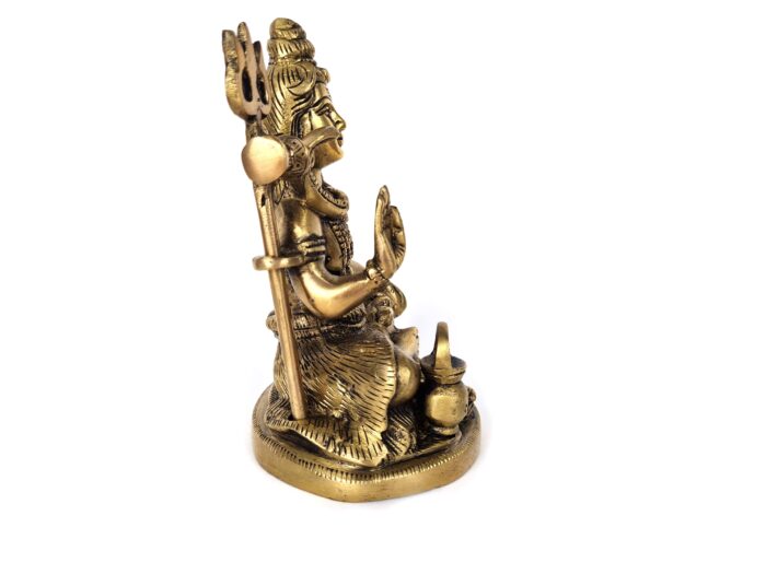 Estátua do Deus Shiva em lótus com tridente removível em brass 15m