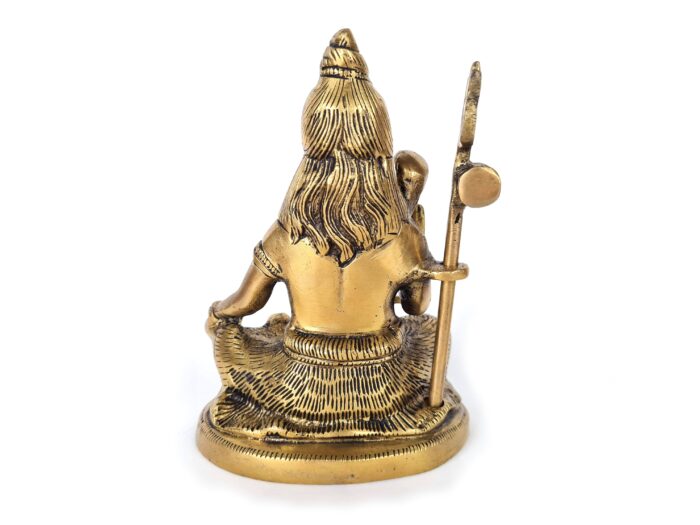Estátua do Deus Shiva em lótus com tridente removível em brass 15m