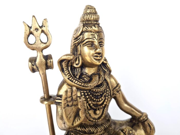 Estátua do Deus Shiva em lótus com tridente removível em brass 15m