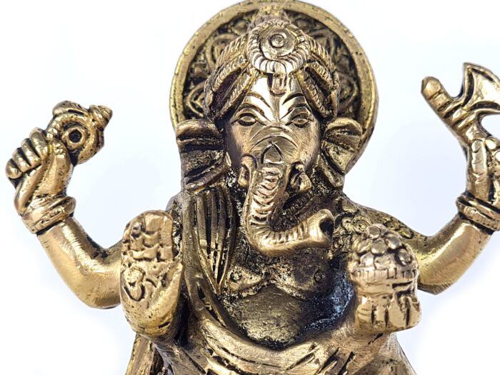 Estátua de Ganesha em Brass com Quatro braços 20cm