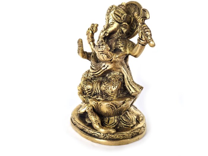 Estátua de Ganesha em Brass com Quatro braços 20cm