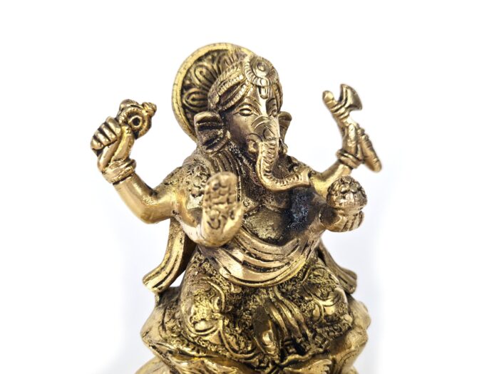 Estátua de Ganesha em Brass com Quatro braços 20cm