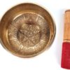 Tigela tibetana com 7 ligas dourada Buda e 8 símbolos auspiciosos 14cm