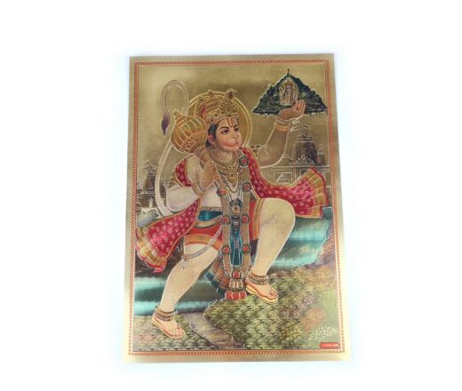 Folha laminada dourada para enquadrar Hanuman com o Monte Dronagiri