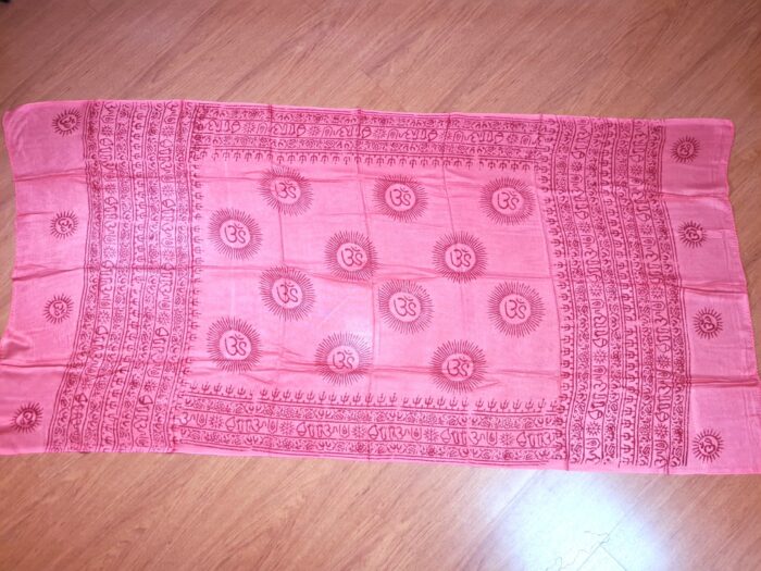 Chadar indiano (manto de oração) de OM (aum) rosa médio