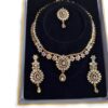 Conjunto completo de semi joia dourado clássica indiana com pedrarias