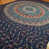 Panô indiano estampa de mandala elefantes e pavões marinho e tons terrosos 2,0m