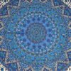 Panô indiano de algodão estampa de mandala e elefantes azul e creme 2,10m