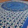 Panô indiano de algodão estampa de mandala e elefantes azul e creme 2,10m