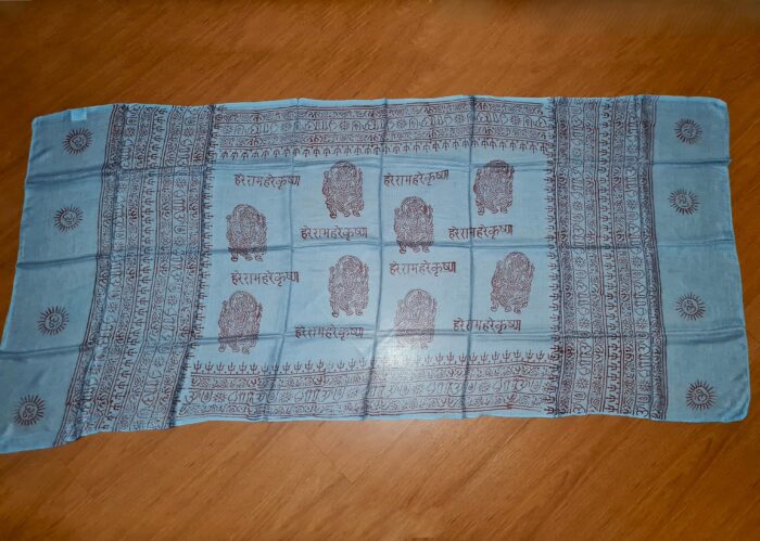 Chadar indiano (manto de oração) de Ganesha e mantras azul claro