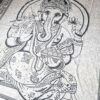 Colcha indiana ou painel de algodão de Ganesha creme e preto 2,40m