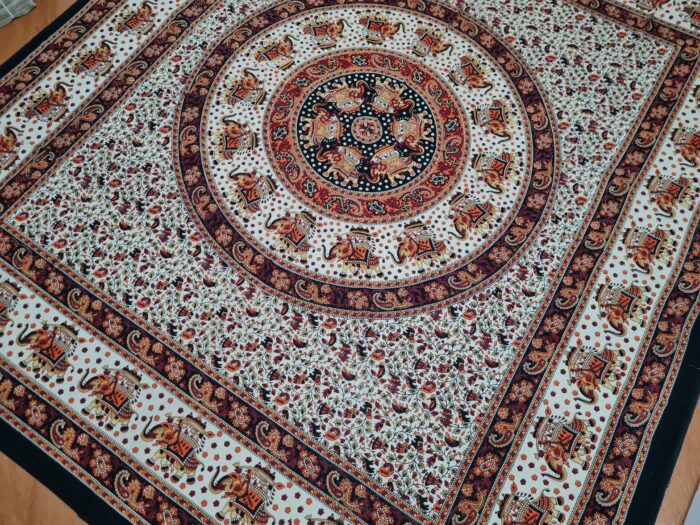 Panô indiano de algodão estampa de mandala marrom e laranja 2,40m