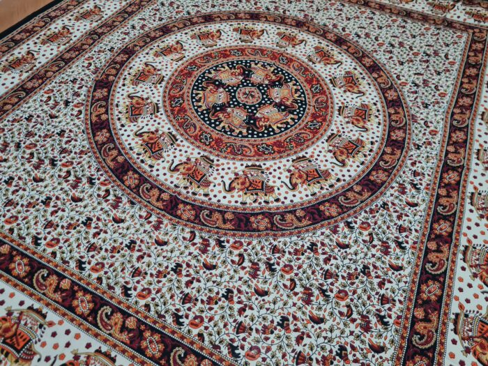 Panô indiano de algodão estampa de mandala marrom e laranja 2,40m