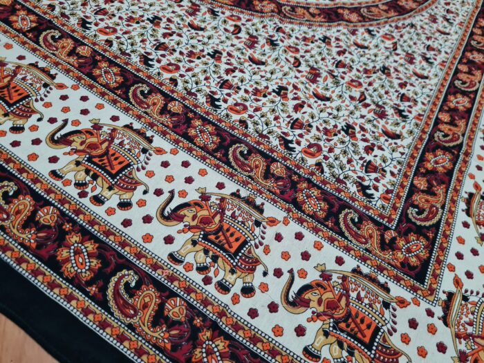 Panô indiano de algodão estampa de mandala marrom e laranja 2,40m