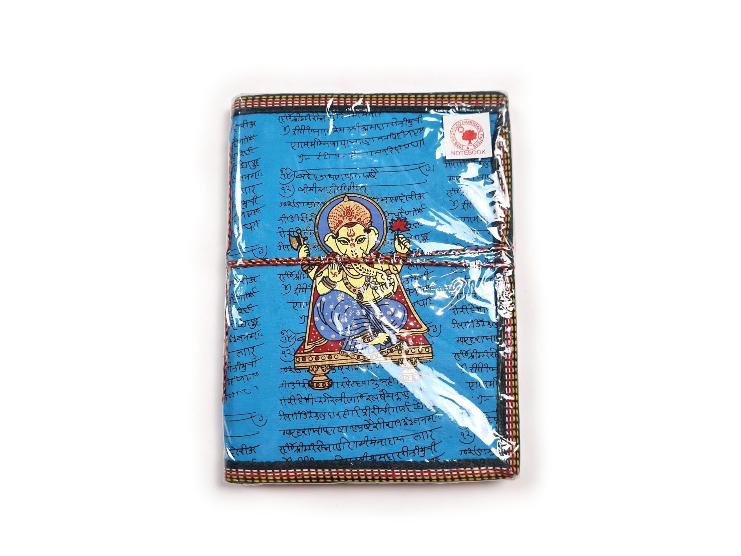 caderno de Ganesha artesanal 20cmx15cm azul claro feito na Índia