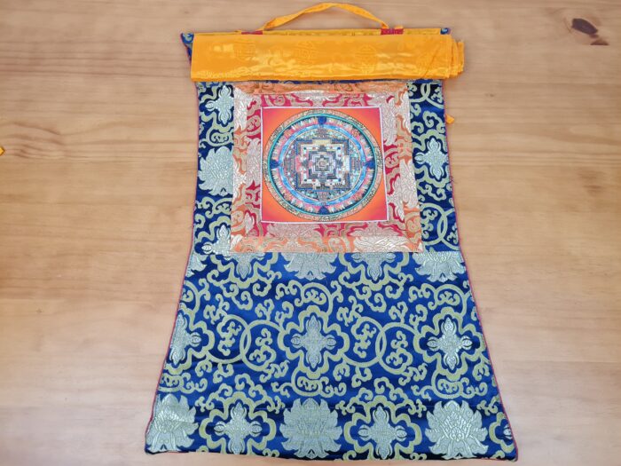 Painel de obra de arte Thangka da Kalachakra Mandala (Roda do Tempo)