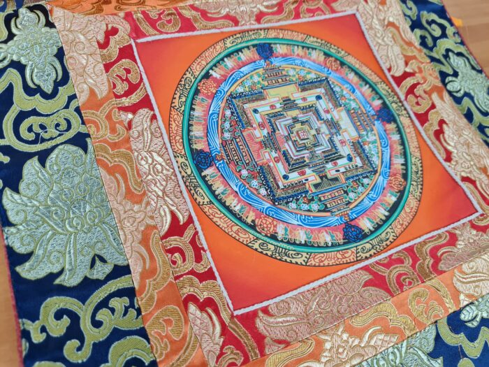 Painel de obra de arte Thangka da Kalachakra Mandala (Roda do Tempo)