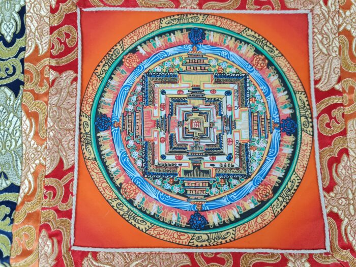Painel de obra de arte Thangka da Kalachakra Mandala (Roda do Tempo)