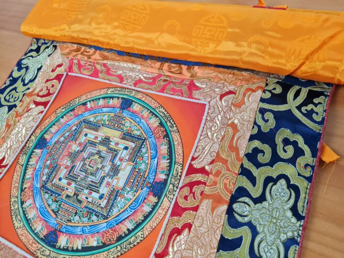 Painel de obra de arte Thangka da Kalachakra Mandala (Roda do Tempo)