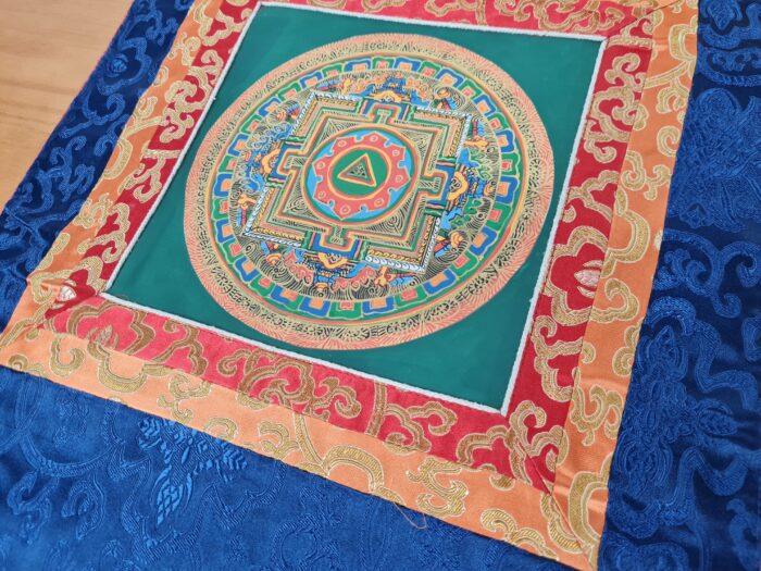 Painel de obra de arte Thangka da Mandala Sagrada com triângulo central